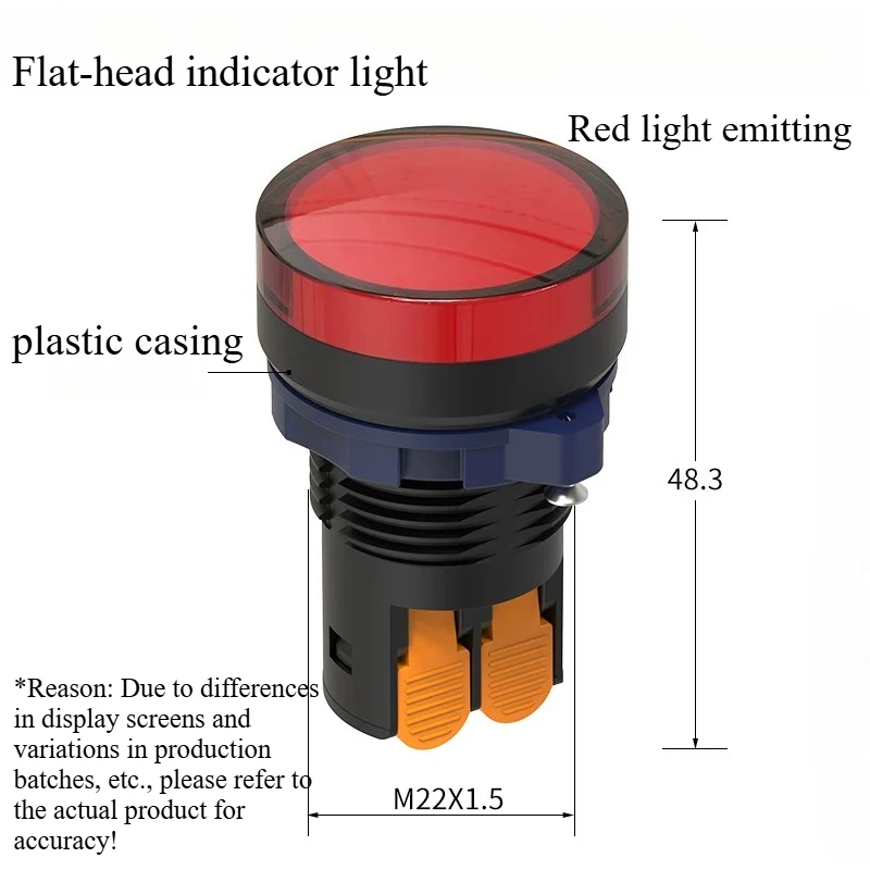 1PCS 22MM 패널 마운트 플라스틱/금속 신호등 디스플레이 램프 LED 전원 표시기 12V 24V 220V 파란색 녹색 빨간색 흰색 노란색