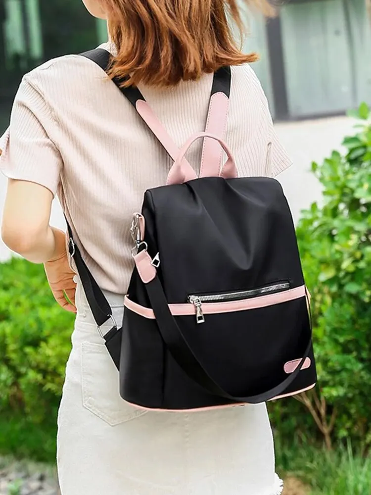 Mochila De Senderismo Impermeable De Tela Oxford, Negra, 34x26x13 Cm, Para Mujer Y Hombre