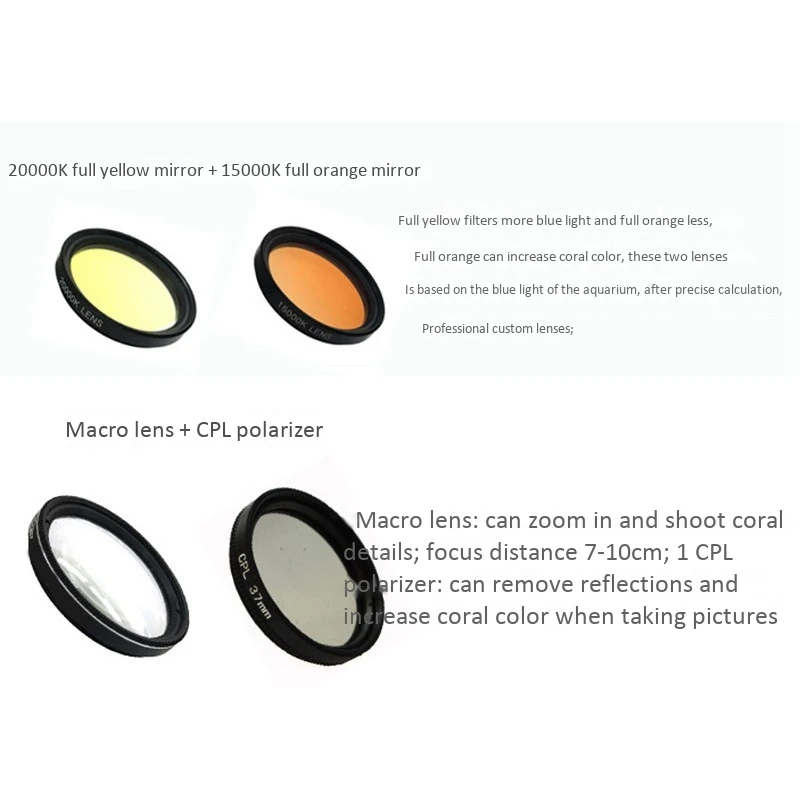 Aquarium Smartphone Camera Lens Filter 4 in 1 Kit for Coral Reef Aquarium Photography