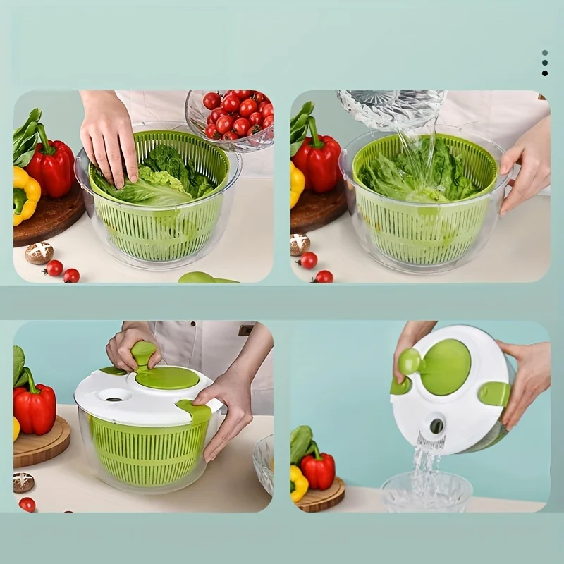 Versatile Salad Spinner & Vegetable Dryer-Easy-To-Use Kitchen Gadget For Lettuce, Fruits & More-Durable Plastic
