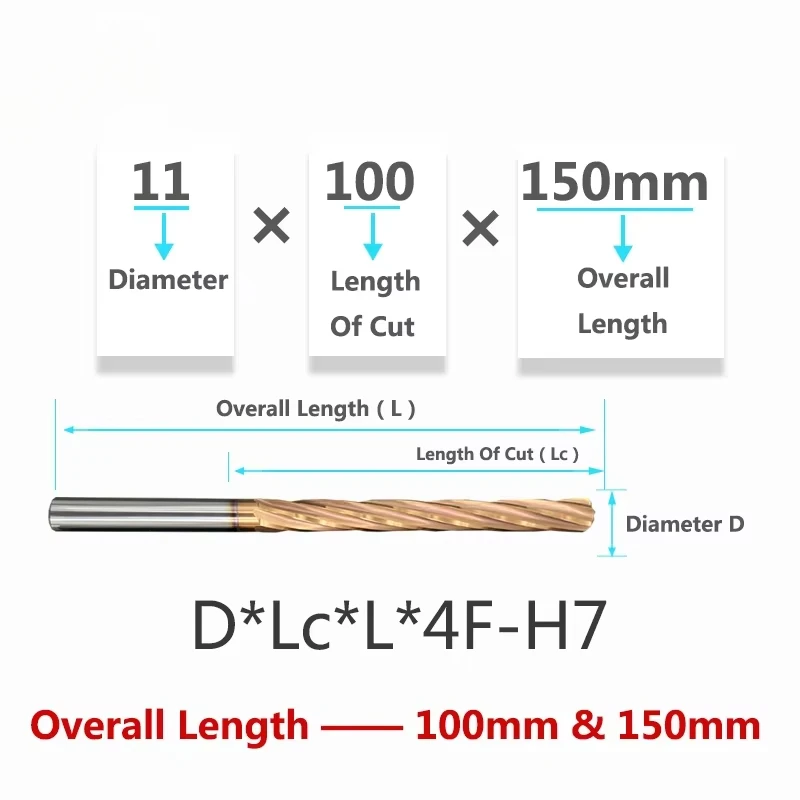 SLUGB 100mm 150mm Carbide Machine Reamer HRC60 Coated Spiral Groove Tolerance H7 Harened Steel Metal Cutter CNC Turning Hole