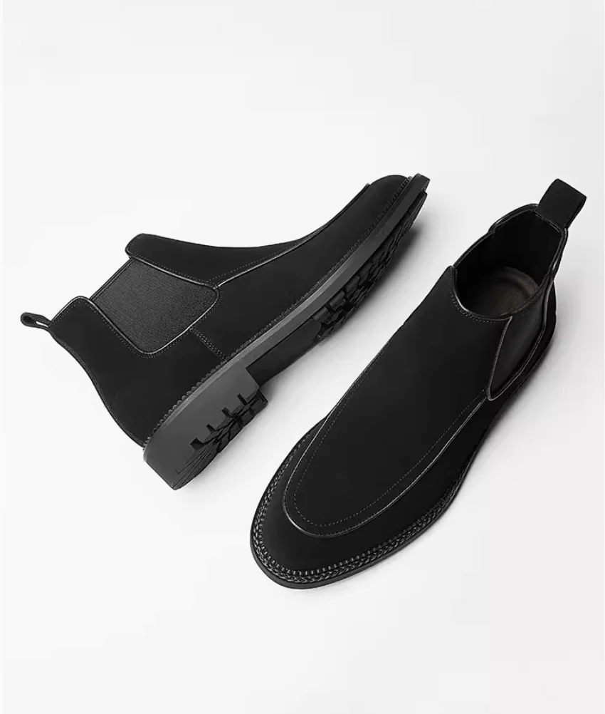 겨울 정장 하이탑 남성 신발, 안티 벨벳 부츠, 무광 가죽, 비즈니스 캐주얼 부츠, 패션, 오버 슈즈