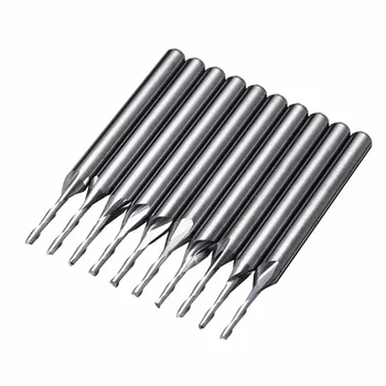 10pc Double 2 Flute Spiral Carbide Flat Nose End Mill CNC Router Bit 1/1.5/2mm  Milling Cutter For Cutting Slotting 1/8"3.175mm