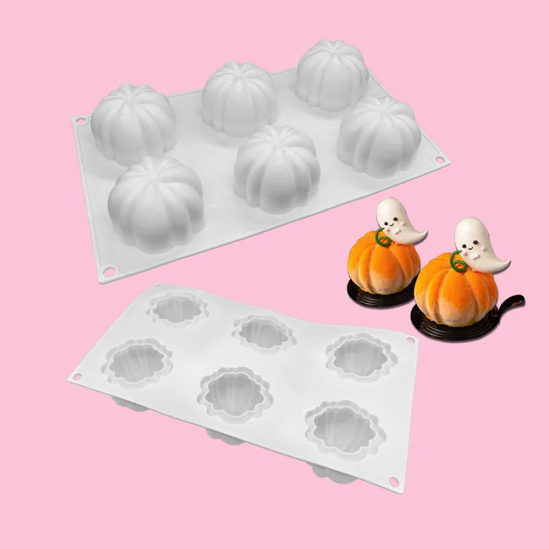 

6 Cavity Halloween Pumpkin Silicone Cake Mold for Chocolate Mousse Ice Cream Jelly Pudding Dessert Bakeware Pan Decorating Tools