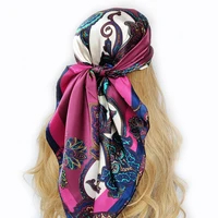 90*90cm Silk Scarf Scarftop Headwraps For Woman Fashion Four Seasons Hair Accessories Hijab Foulard Bandana Femme Headscarf 5