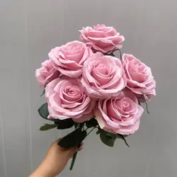 Exquisite Dutch Rose Bridal Bouquet - Elegant Artificial Floral Decoration for Weddings, Home Decor, and Photography Props (Autumn pink)