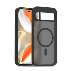 Magnetic Matte Translucent PC Shockproof Case with Magsafe Wireless Charging Compatibility for Pixel 10 (Black)
