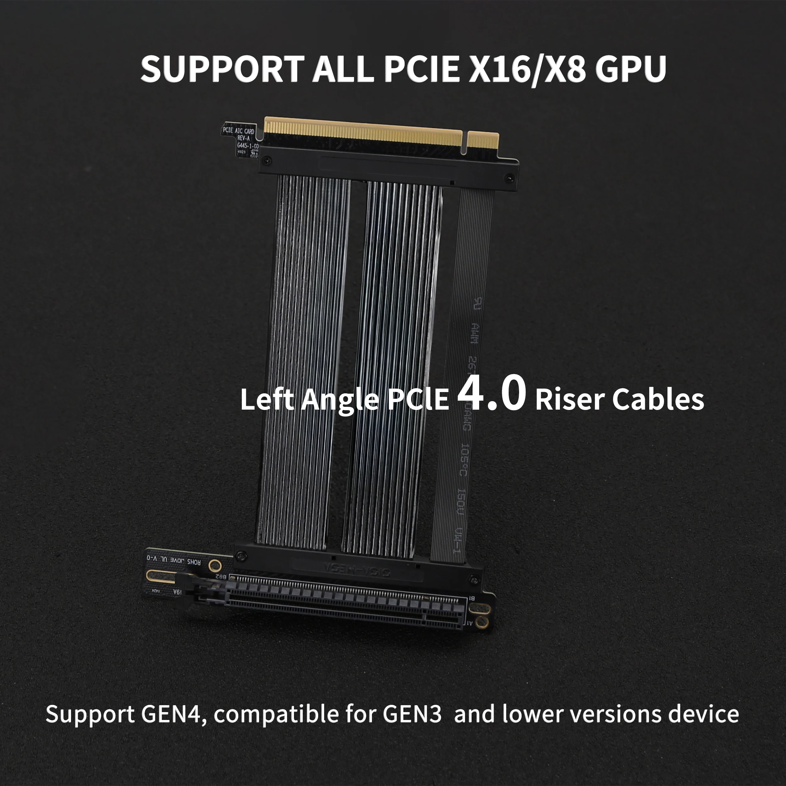 Left Angle PClE 4.0 Riser cable GPU vertical mount bracket PCI-E X16 Low loss high compatibility support ATX E-ATX case pcie riser cable