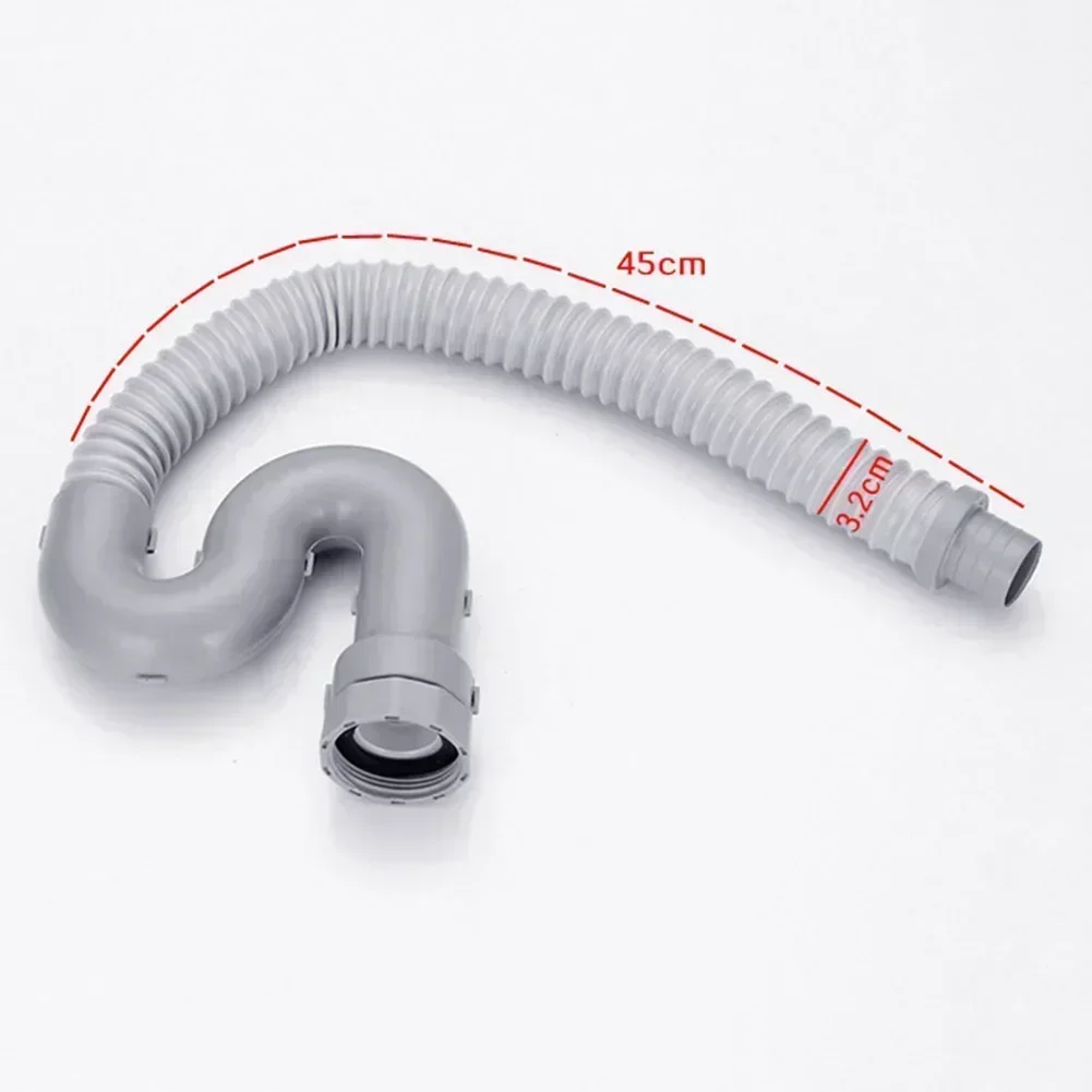 1 Pcs Stainless Steel Sink Drain Assembly S-trap Sink Drainer And Pipe S Bend Hose Wire Drain Kit For Bathroom Kitchen