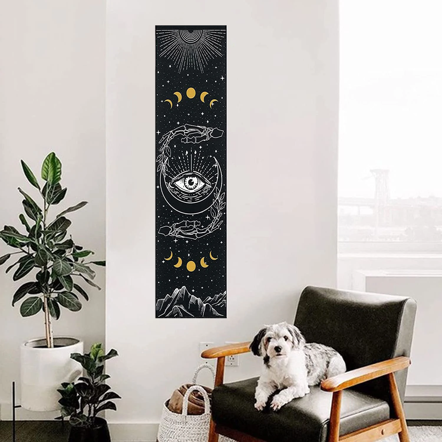 Description Picture 6 of itemSkull tapestry moon phase tapestry star starry wall hanging black skeleton Witchcraft Hippie butterfly tapestry room Decor