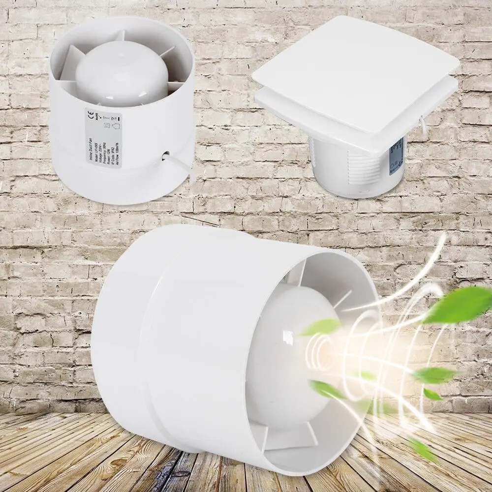 12W Wall Exhaust Fan Ventilation Channel Fan Bathroom Kitchen Garage Pipe Tube Fan 100mm 220V DHL — view 3