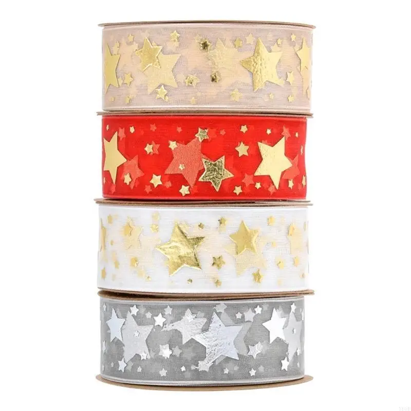 Organza Ribbon Druckstars Kuchenband Geschenkverpackungsband für Bughaar Hochzeit Weihnachtsdekoration Spitze Basteln DIY Y08E – Detail 10