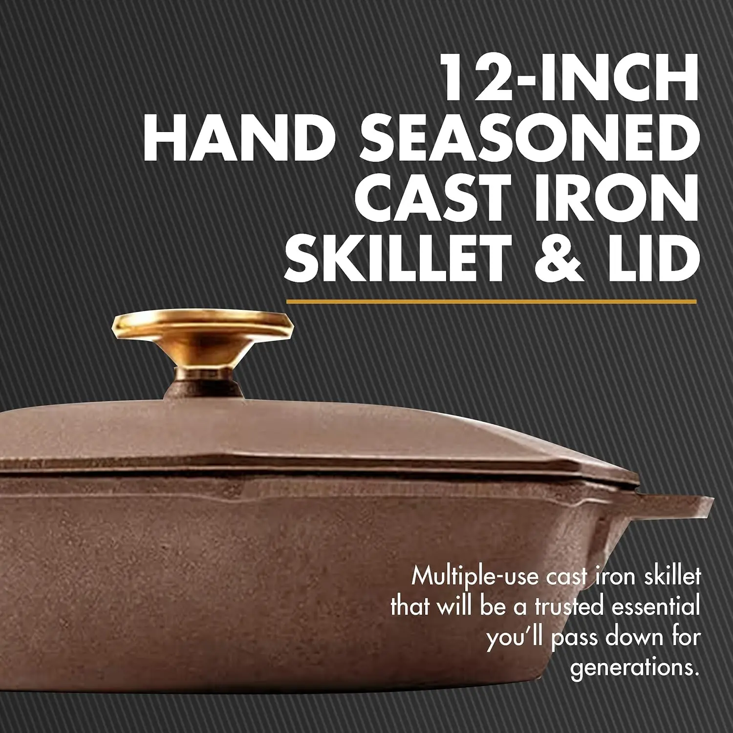 12" Cast Iron Skillet with Lid, Modern Heirloom, Handcrafted in The USA, Pre-Seasoned with Organic Flaxseed Oil 2