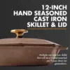 12" Cast Iron Skillet with Lid, Modern Heirloom, Handcrafted in The USA, Pre-Seasoned with Organic Flaxseed Oil 2