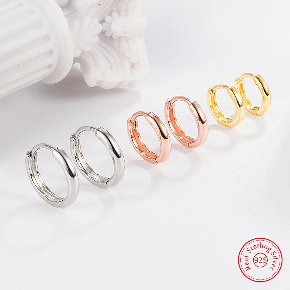 Solid 925 Sterling Silver Women's New High Quality Jewelry Fashion Hoop Earrings XY0115
