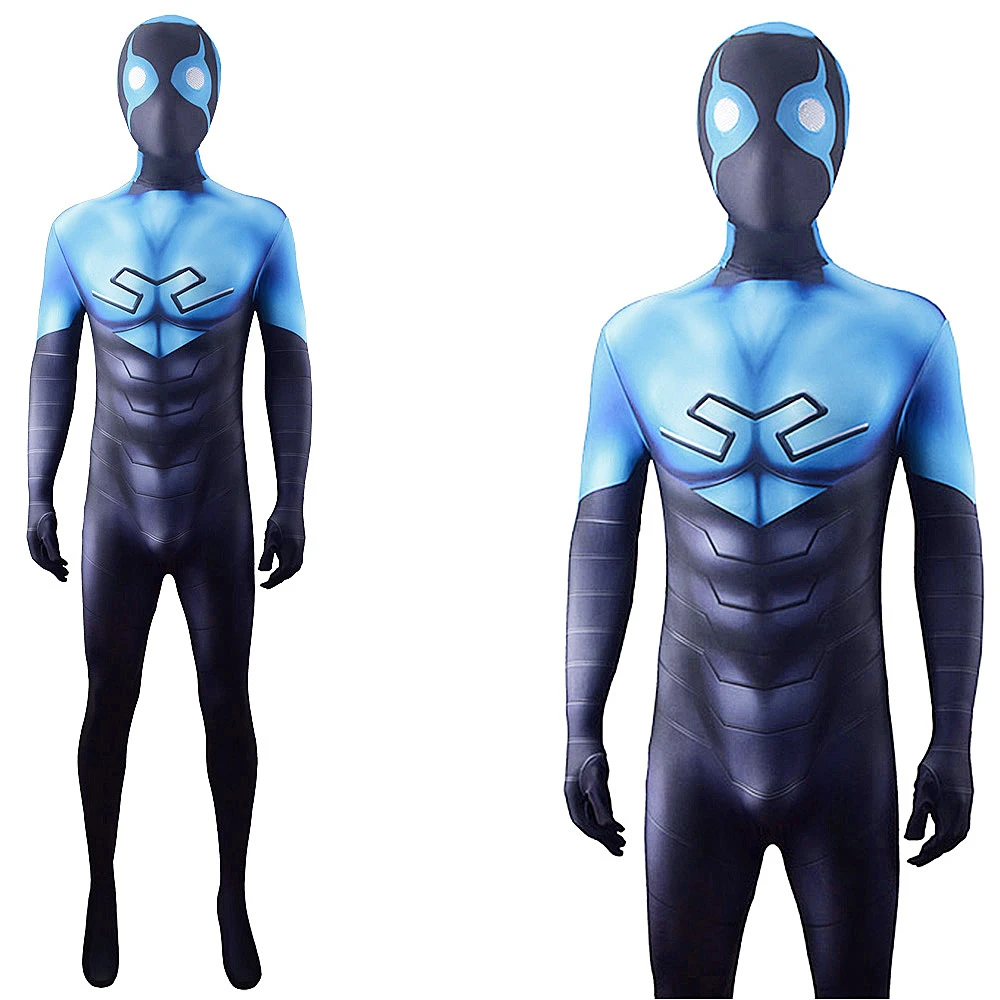 Mystery Men Comics: Blue Beetle | Bodysuit Cosplay Costume 26 Blue Spandex Zentai Bodysuit Cosplay Costume for Adults and Kids