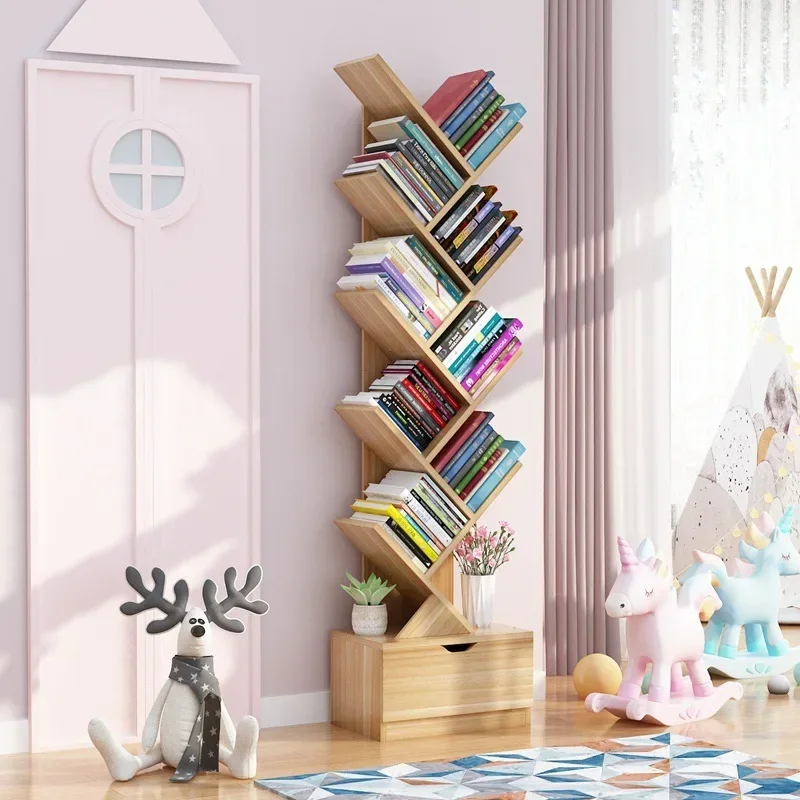 Modern Children's TreeShaped Bookshelf FloortoCeiling Design Living Room Storage Bookcase Innovative Home Library