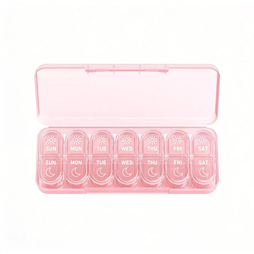 Portable Weekly AM/PM Pill Organizer for Vitamins and Medication