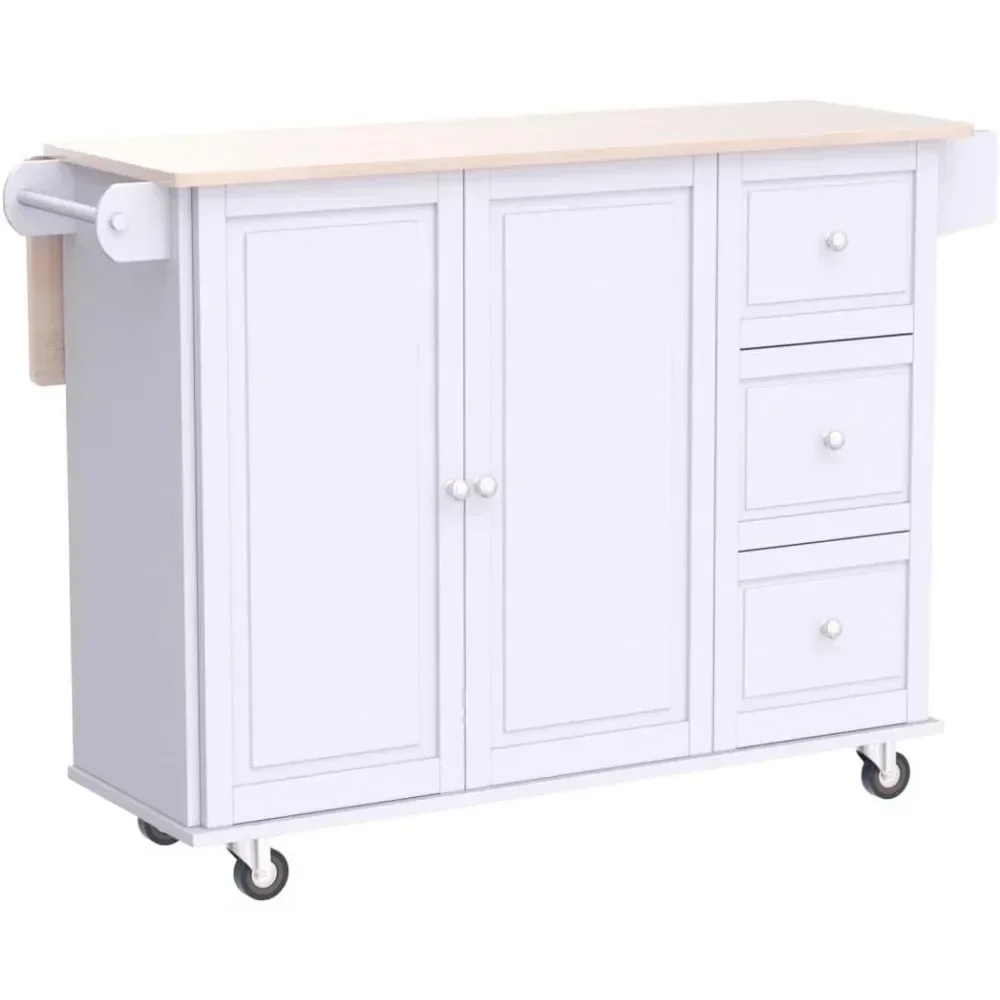 Kitchen Island Cart on Wheels - Portable Kitchen Island with Drop Leaf, Rolling Kitchen Island with Storage 6