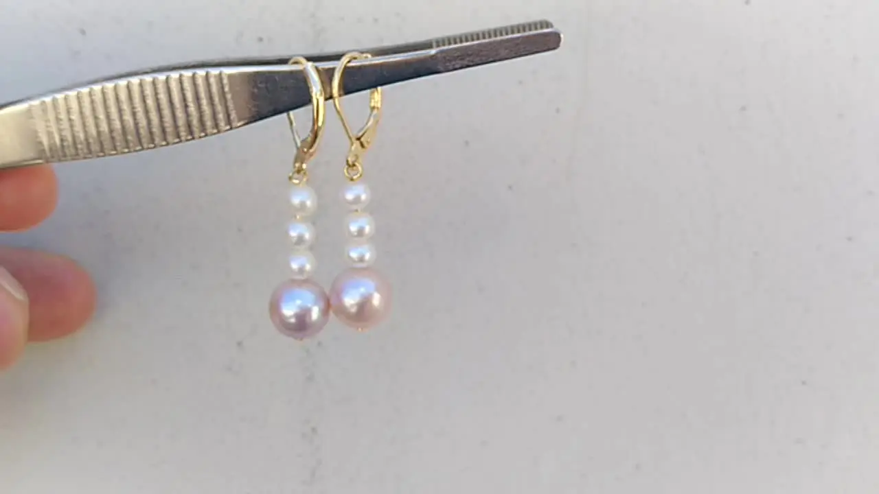Великолепные серьги AAA + South Sea 4-7 мм плоские белые фиолетовые жемчужные 14k золото P