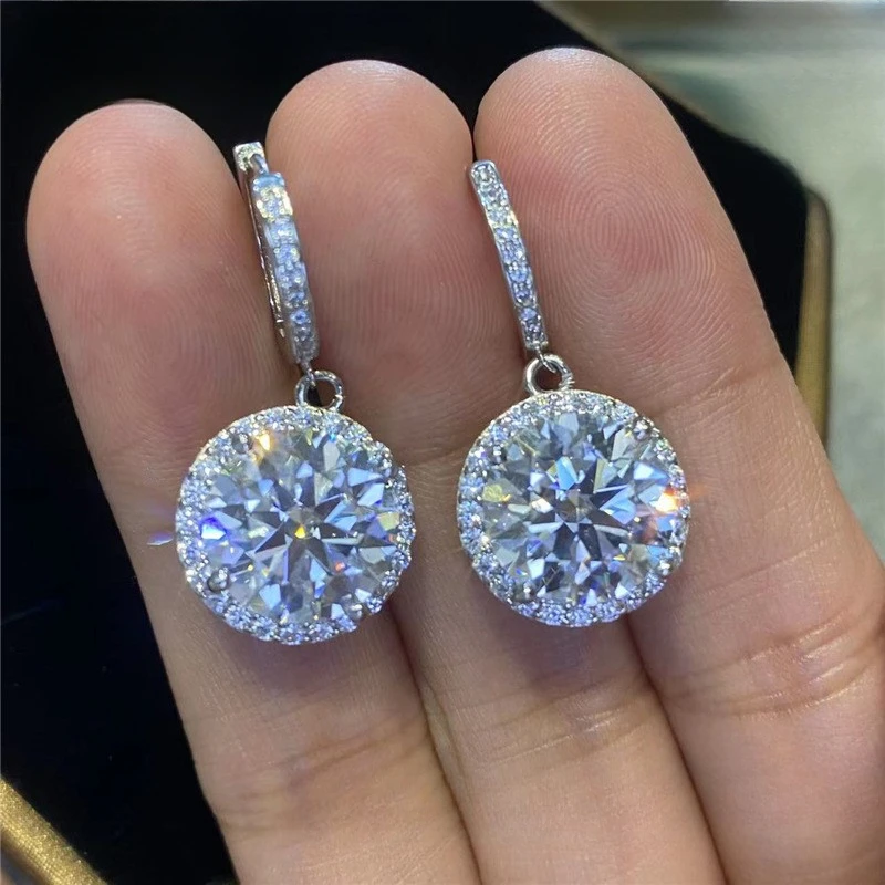 

Mencheese 10CT a Pair Moissanite Drop Earrings For Women 925 Silver Big Diamond Ear Studs Best Gifts Fine Jewelry