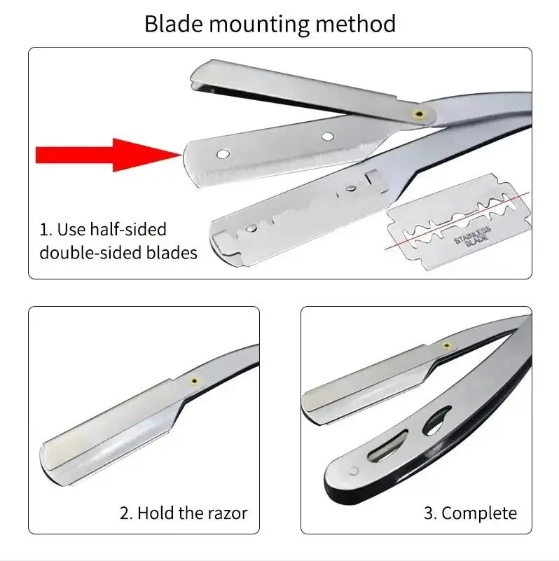 Men's shaver, stainless steel manual scraper blade, folding shaver hair salon, retro old style shaver