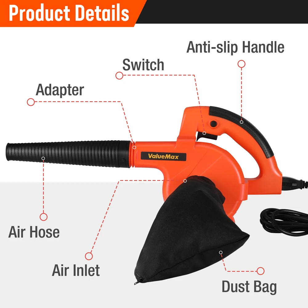 Valuemax 2 In 1 Blowing Suction Leaf Dust Collector Turbo Blower Garden Vacuum Clean Air Blower Garden Tools 5