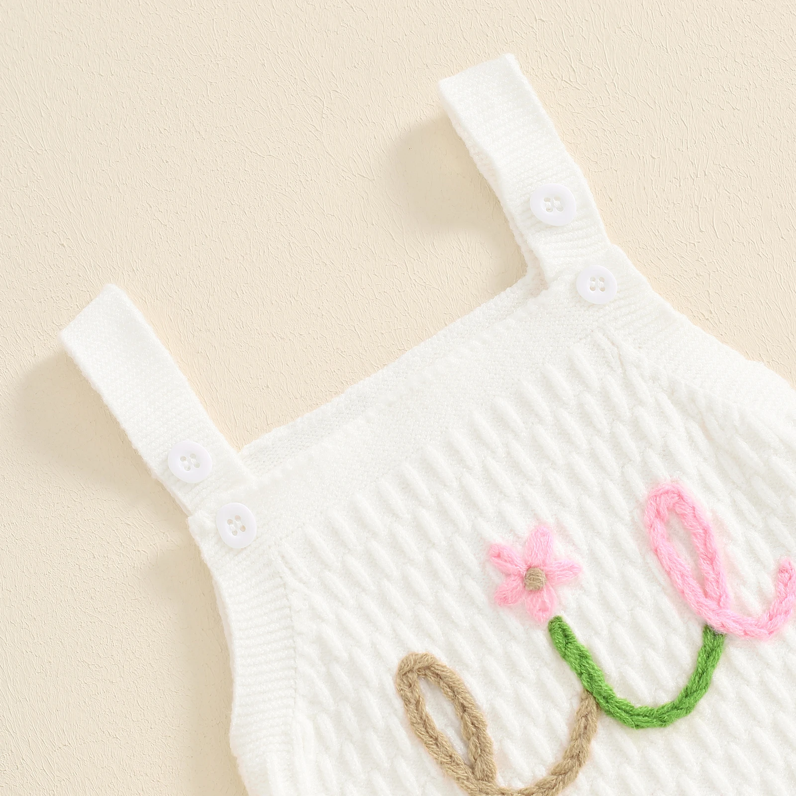 Citgeett 여아용 여름 니트 오버올, 레터 꽃 자수, 민소매 바디수트, 점프수트 의류