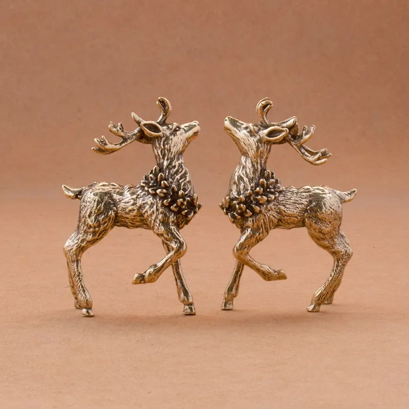 Figurines & Miniatures Decoration Crafts Delicate Brass Deer Miniature Figurines Trio Tabletop Deer Statue Collection