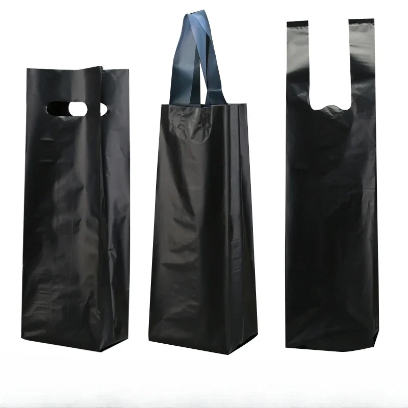 

Черные полиэтиленовые пластиковые мешки для вина в одной бутылке, прочная Высококачественная Сумочка для свадебного подарка, многоцветная удобная сумка для хранения