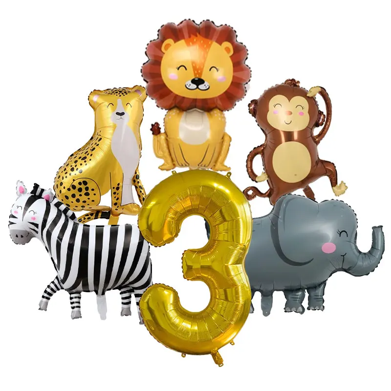 Cartoon Dschungel Tier Luftballons Niedlichen Affen Löwe Zebra Elefant Latex Folienballon Kinder 1-12th Geburtstag Party Dekoration Lieferungen – Detail 31