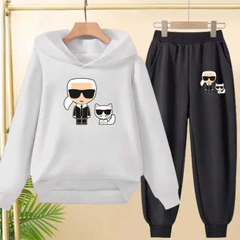 Felpa con cappuccio autunno inverno per bambini Abbigliamento da merce Pullover sportivo Cappotto Felpa + Pantaloni Set da due pezzi Set per il tempo libero per ragazzi e ragazze 1