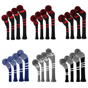 폼폼 니트 골프 헤드 커버, 460cc 드라이버, 페어웨이 우드, UT, 보호 골프채, 장식 가방, 2023 신제품, 4 개