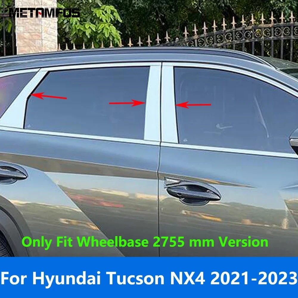 

Для Hyundai Tucson NX4 2021 2022 2023 центр окон из нержавеющей стали B C стойка крышка отделка внешние аксессуары автостайлинг