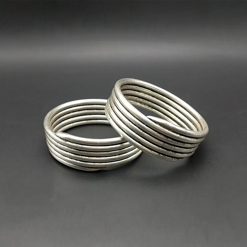 

1pc Small fresh wide ring bracelet Simple multi ring handmade Miao silver plain face carved flower small bracelet