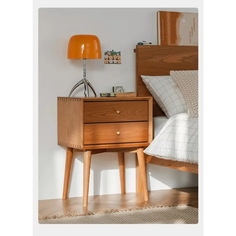 

Nordic Solid Wood Bedside Table Cherry Wood Bedroom Small Locker with Drawer Chest of Drawers White Oak Bedside Table Wood Color