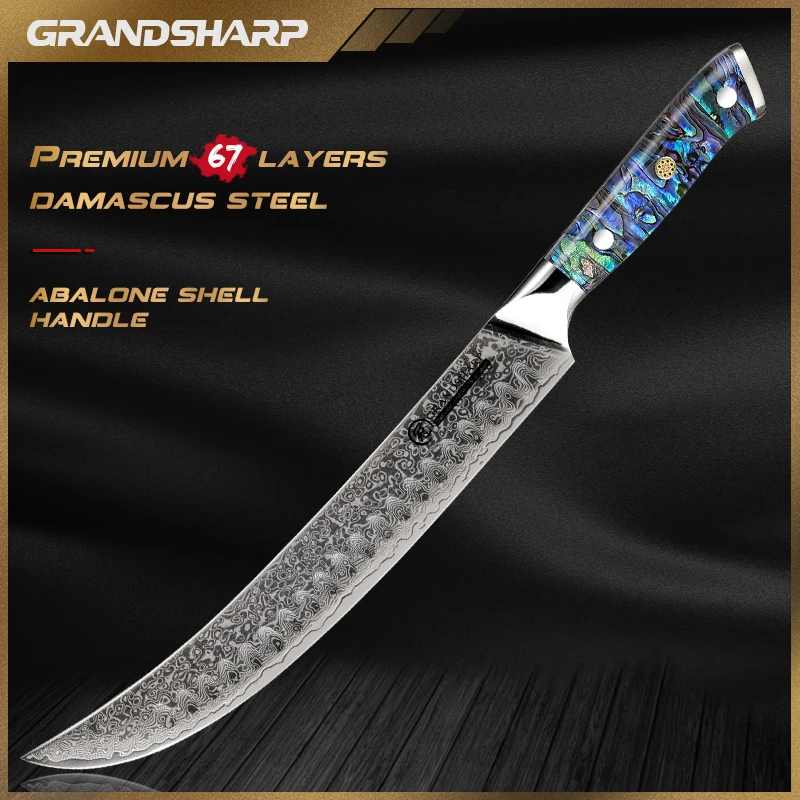 

Нож мясника Grandsharp, 10,2 дюйма, 67 слоев, дамасская углеродистая сталь
