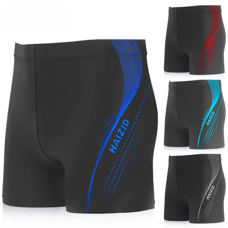 

Men's Professional Racing Swimming Trunks Quick Drying Flat Corner Pants Loose Fitting Beach Swimsuits Hot Spring Swim Trunks