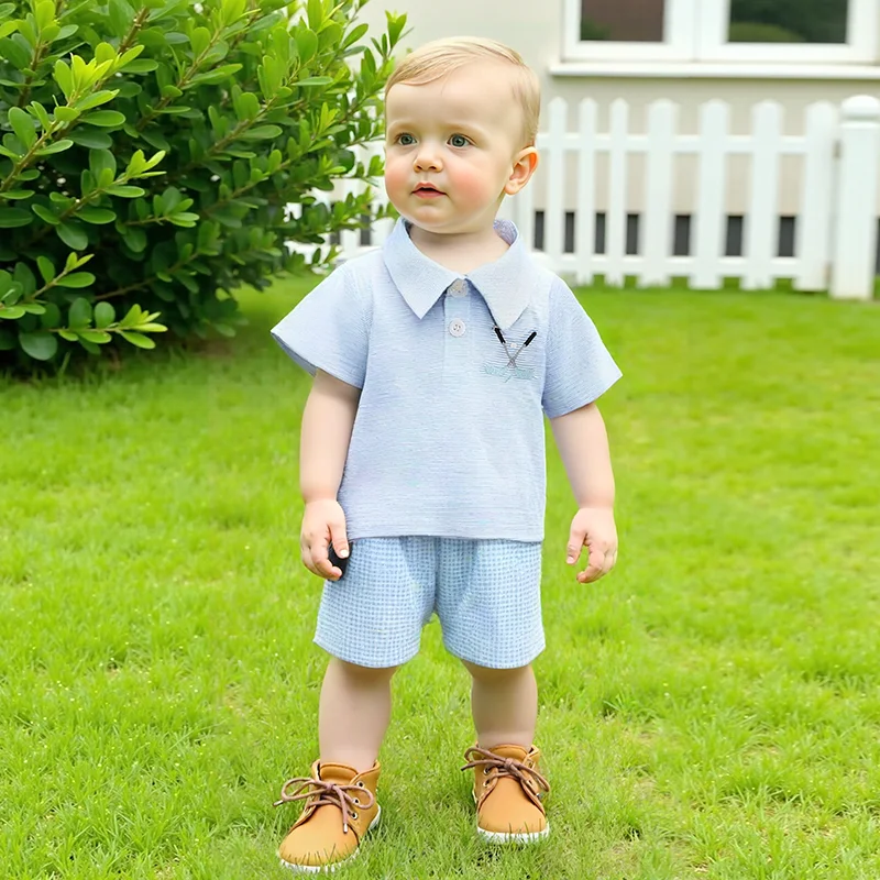 Toddler Baby Boy Shirt Golf Stripes Short Sleeve Button Down T-Shirt Tops Cute Infant Casual Tee Summer Clothes