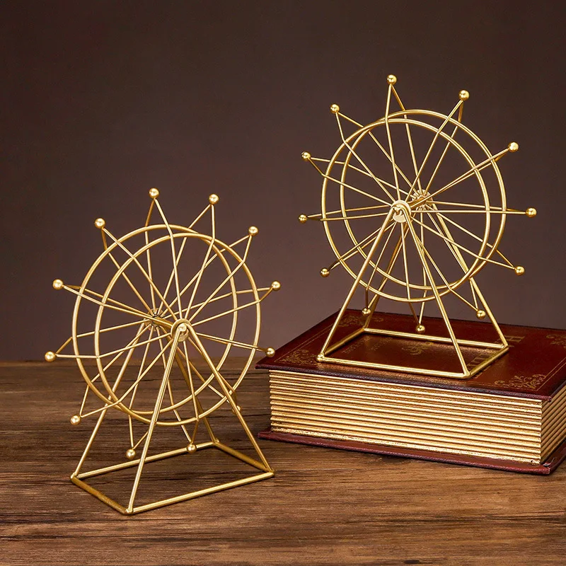 Nordic Home Decoration for Living Room Gold Ferris Wheel Model Creative Figurines Office Desk Decor Modern Art Christmas Gift