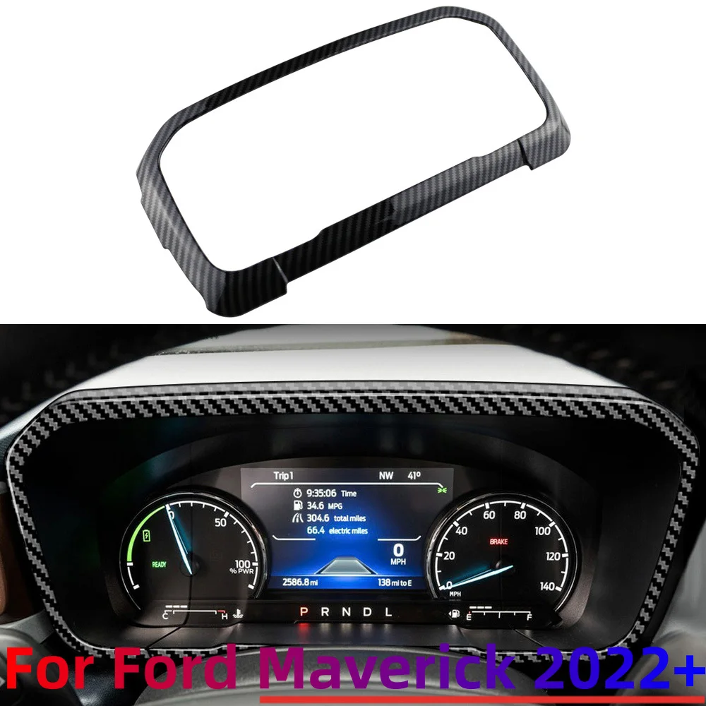For Ford Maverick Car Dashboard Trim Interior Instrument Panel Frame Cover Sticker ABS Carbon Fiber Accessories