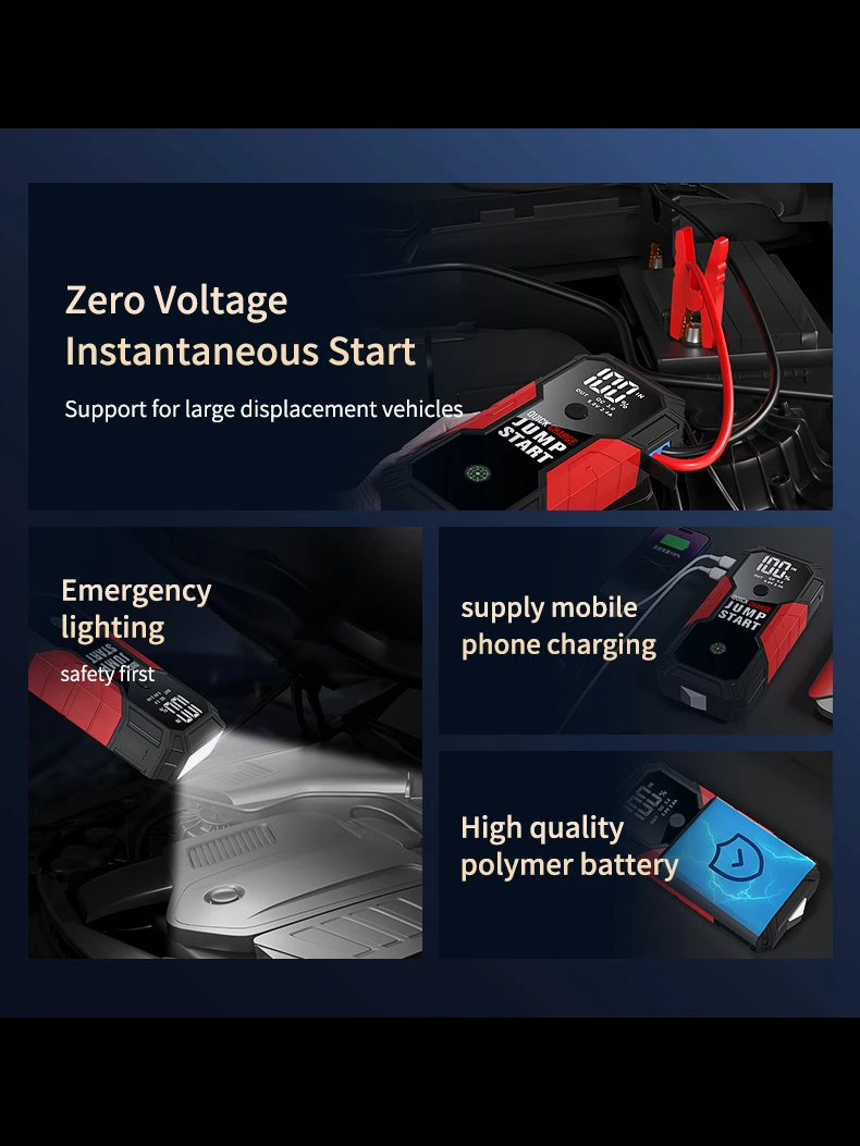 NJBESTJOY Car Jump starter Emergency lighting supply mobile phone charging suitable for both diesel dnd gasoline vehicles DN131