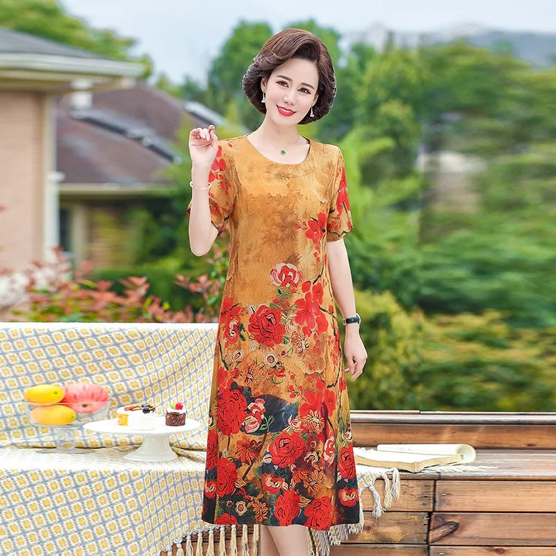 2022 Summer Print High Quality Midi Dresses Fashion Vintage Xl5xl Runway Dresses Elegant Female