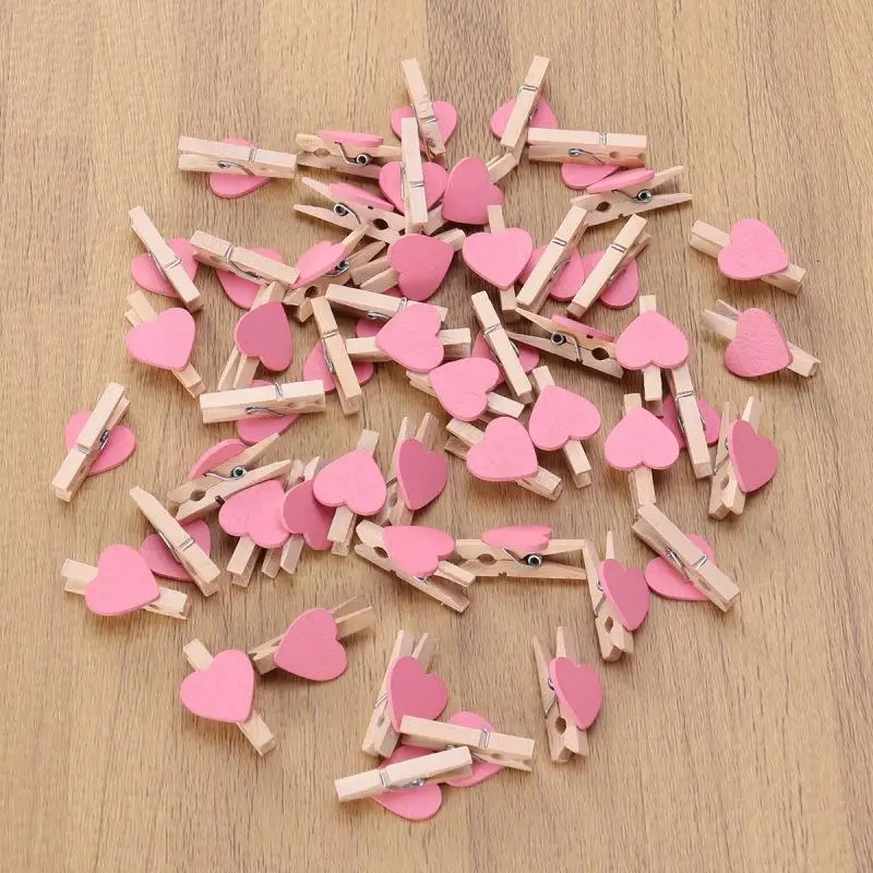 Description Picture 4 of item50 Pcs Photo Wood Clip Love Wooden Clothes Pegs Memorandum Bamboo Mini Baby Clamps Decorative clothespins