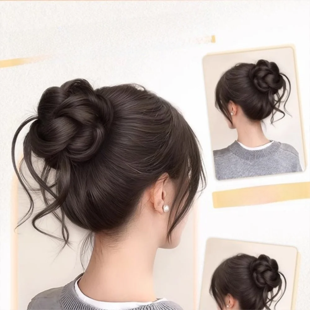 Neue synthetische Haarknoten Klaue Clip flauschige natürliche Perücke Haarspange braun schwarz Haarteil Haarschmuck – Detail 15