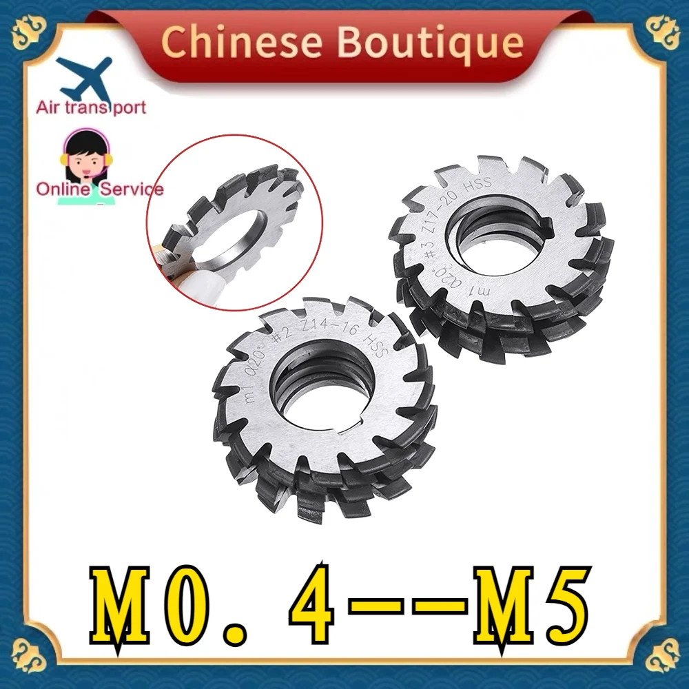 

8PCS M0.4/M0.5/M0.6/M0.7/M0.8/M1/M1.25/M1.5/M2/M3/M4 Modulus PA20 Degrees NO.1-NO.8 HSS Gear Milling Cutter Gear Cutting Tools