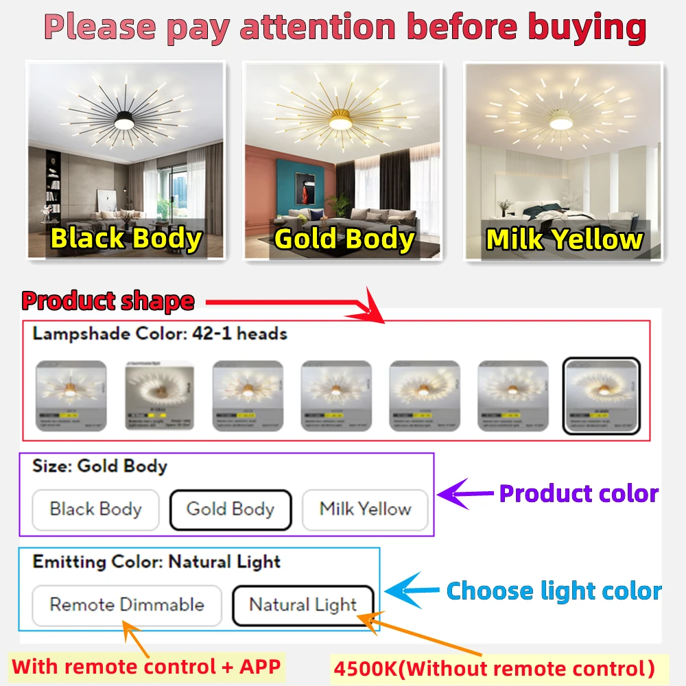 Fireworks Led Chandelier For Living Room Bedroom Home Chandelier Dimmable Led Ceiling With Remote Control
