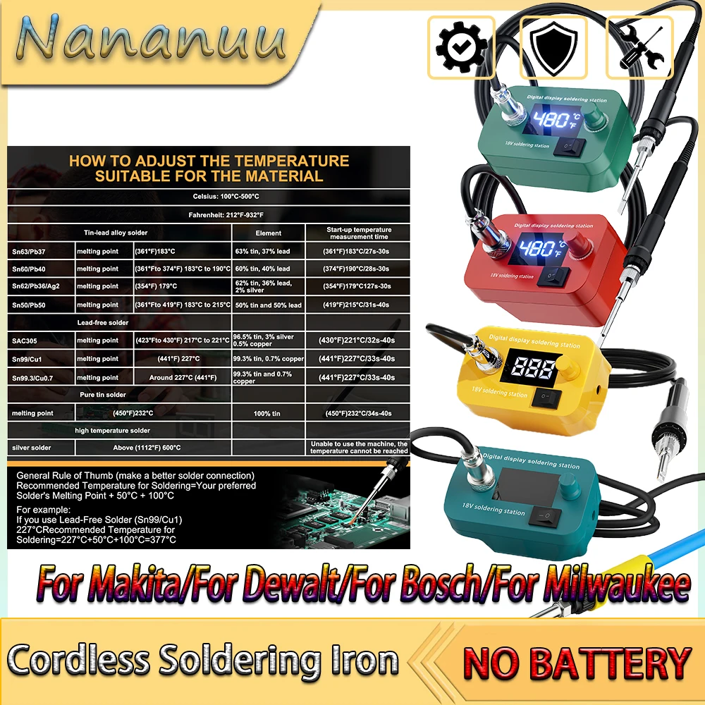 Nananuu Cordless Electric Soldering Iron Adjustment Welding Gun Torch Repair Tool For Makita/For Dewalt/For Bosch/For Milwaukee