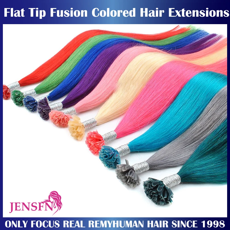 Color Straight Fusion Nail U Tip Human Hair Extensions Keratin  0.5g/Strand 22 Inch For Salon  For Women A Variety of Color
