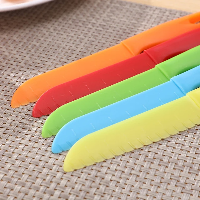 1/2/5 pièces couteau enfants épluchage bricolage enfants couteau en plastique fruits dents de scie coupe cuisine sûre enfant en bas âge Chef pain laitue cuisine enfants 5